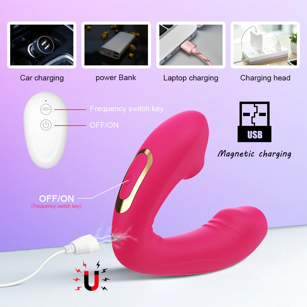 2 in 1 Suction-Licking Clitoral and G-Spot Vibrator / Remote Controlled Erotic Stimulator for Women - EVE's SECRETS
