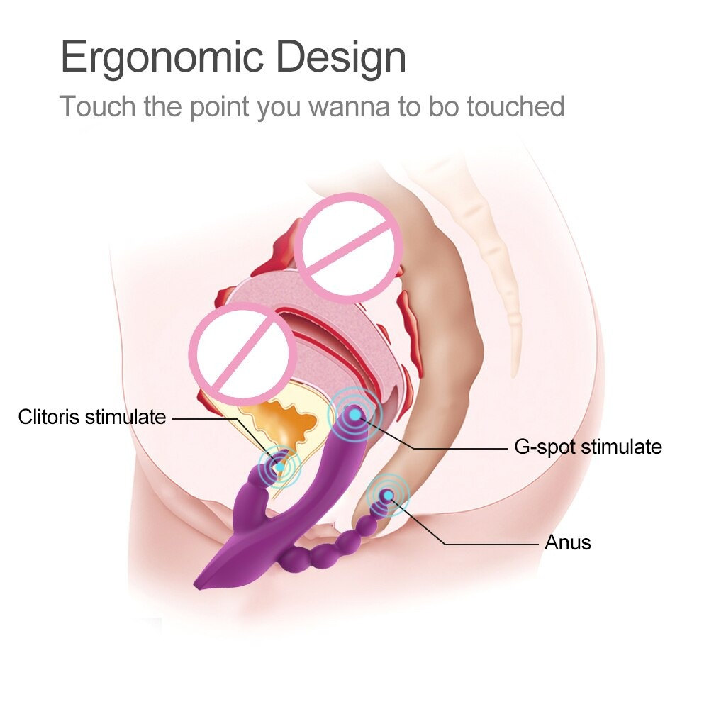 3 in 1 Adult Rabbit Vibrator / G-Spot Vagina Clitoris Stimulator / Female Anal Dildo Vibrator - EVE's SECRETS