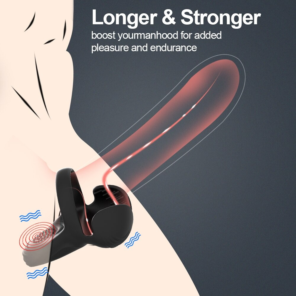 3 in 1 Men's Penis Vibrator / Cock Ring Delay Ejaculation Vibrating / Waterproof Adult Sex Toys - EVE's SECRETS