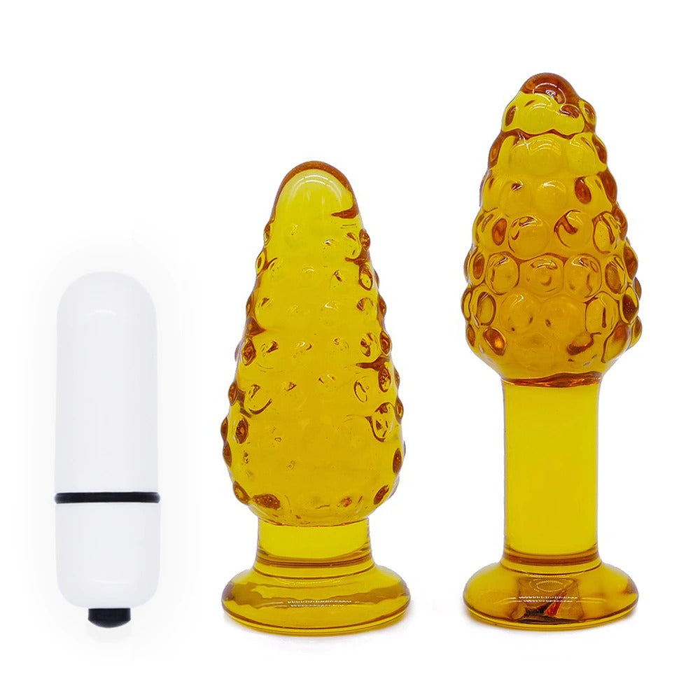 3pcs/Set Adult Anal Plug Toys / Dildo Yellow Glass Butt Plug / Women Sex Toy - EVE's SECRETS