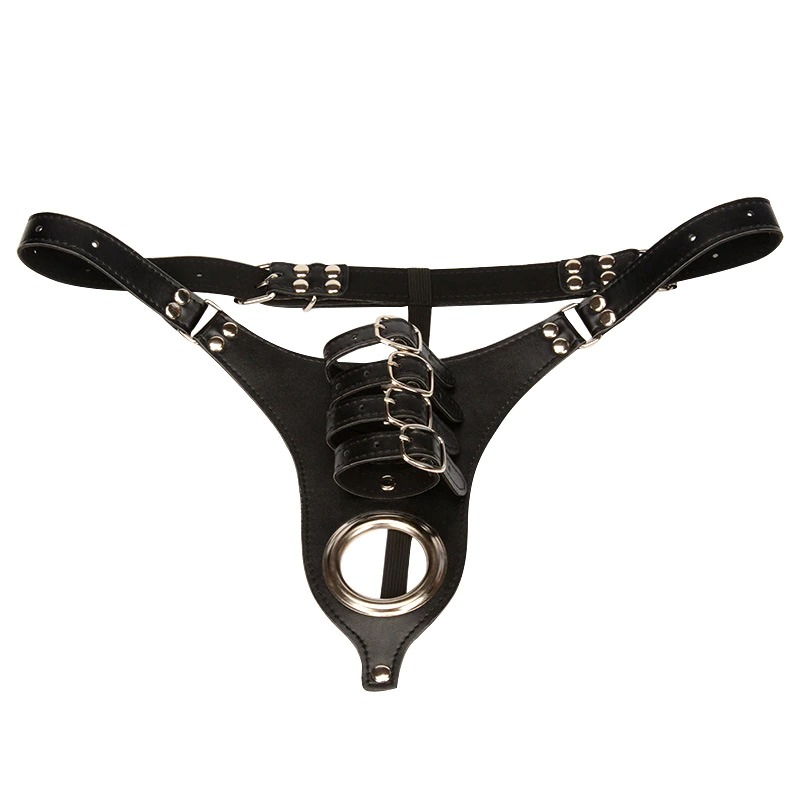 Adjustable Sexy Leather Panty / Erotic Thong with Cock Penis Ring / Male Sexy Underwear - EVE's SECRETS