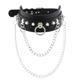 Adjustable Studded Choker with Two Chains / Sexy BDSM Collars - EVE's SECRETS