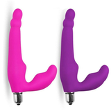 Dual-Sided Clit G-Spot Dildo Vibrator / Strapless Couple Sex Toy with Bullet Vibrator