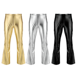 Adult Men's Shiny Metallic Retro Disco Pants / Long Flare Club Jazz Dance Party Trousers - EVE's SECRETS