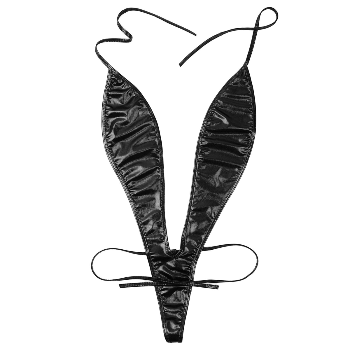 Adult Shiny Female Bodysuits / Sexy Wet Look Lingerie with Lace-up - EVE's SECRETS