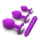 Adult Silicone Anal Plug / Purple Jewelry Vibrator Sex Toys for Women and Men / Prostate Massager