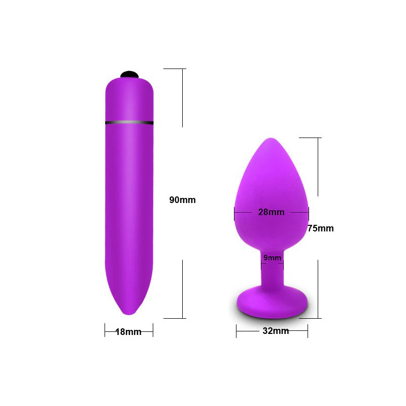 Adult Silicone Anal Plug / Purple Jewelry Vibrator Sex Toys for Women and Men / Prostate Massager - EVE's SECRETS