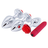 Anal Plug Massager / Vagina Ball Rose Flower Stainless Steel Butt Plug / Backyard Beads Sex Toy