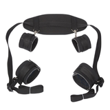 BDSM Bondage Restraints in Black and Red Colors / Handcuffs and Ankle Cuffs with Neck Pad - EVE's SECRETS