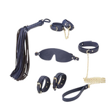 BDSM Leder Femdom Set / Fetisch Bundle mit Handschellen und Fesseln / Peitsche mit Leine Halsband 
