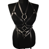 Black Bdsm Garter Belt for Women / PU Leather Body Harness / Fetish Ladies Body Suspenders - EVE's SECRETS