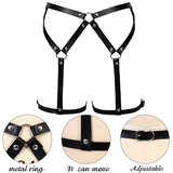 Black Erotic Garters Belt and Leg Harness / Sexy Leather Body Harness for Women - EVE's SECRETS