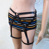 Black Erotic Garters Belt and Leg Harness / Sexy Leather Body Harness for Women - EVE's SECRETS