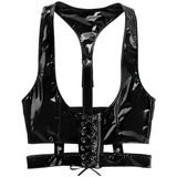 Black Men's Patent Leather Wet Look Tank Tops / Hollow Out Lace Up Backless Crop Tops - EVE's SECRETS