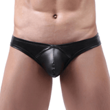 Black Men's Faux Leather Mini Panties / Sexy Male Low Waist Underwear - EVE's SECRETS