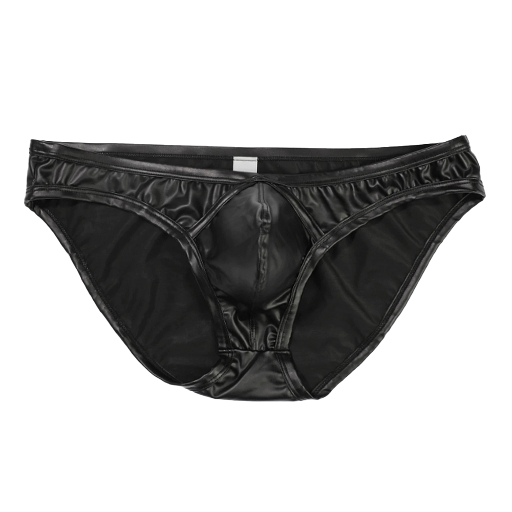 Black Men's Wetlook Faux Leather Mini Panties / Sexy Male Low Waist Underwear - EVE's SECRETS