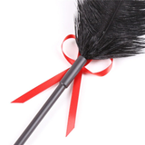 Black PU Leather BDSM Whip With Feather And Bow / Unisex Erotic Sex Toy For Games - EVE's SECRETS