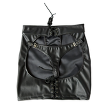 Black PU Leather Erotic Mini Dress / Sexy Women's Fetish Porn Skirt Bondage - EVE's SECRETS