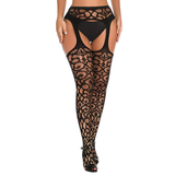 Black See-Through Mesh Bodystockings / Erotic Open Crotch Lingerie with Suspenders - EVE's SECRETS