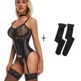 Black Sexy Strappy Corset with Garters / Women's Erotic Outfits with Lace Elements - EVE's SECRETS