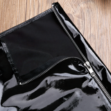 Black Shiny Glossy Patent Leather Boxer Shorts / Low Rise Elastic Slim Fit Zipper Shorts - EVE's SECRETS