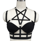 Black Strappy Cage Bra Body Harness / Crop Tops Accessories in Gothic Fetish Style - EVE's SECRETS