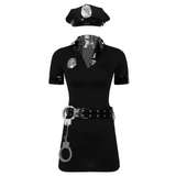 Bodycon Mini Dress Police Officer Cosplay Women Costume / Halloween Costume With Hat And Cuffs - EVE's SECRETS