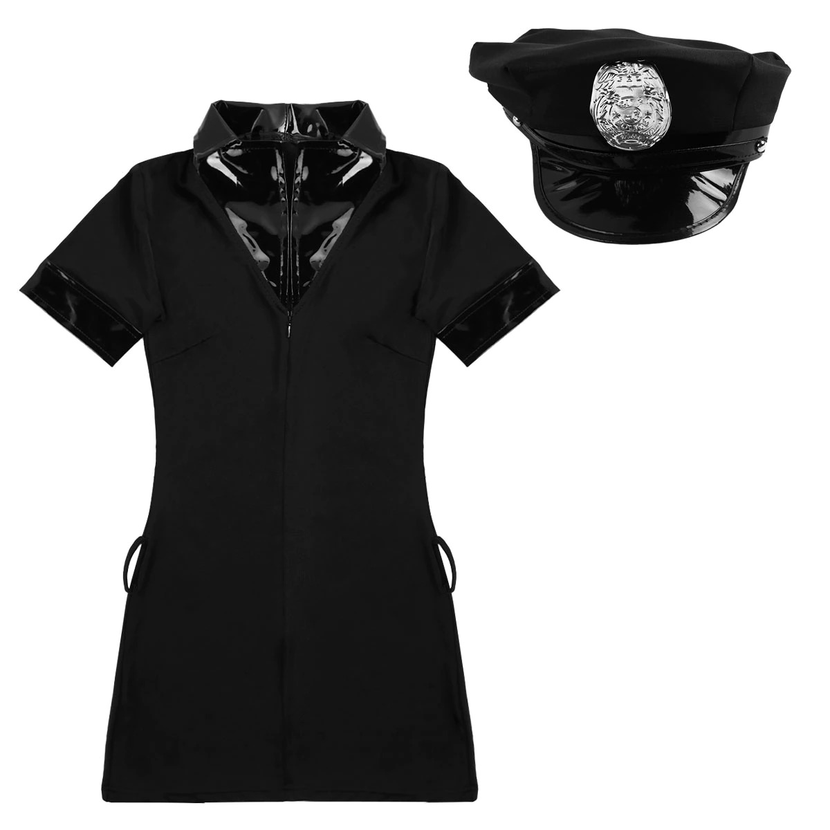 Bodycon Mini Dress Police Officer Cosplay Women Costume / Halloween Costume With Hat And Cuffs - EVE's SECRETS