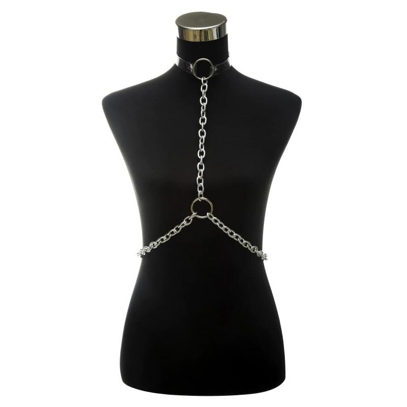Chain Jewelry Body Harness / Faux Leather Choker Harness for Women / Sexy Fashion Accessories - EVE's SECRETS
