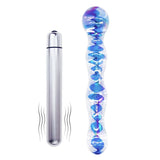 Kombinierter Sexspielzeug-Extender-Glas-Analplug-Dildo mit 10-Gang-Vibrator / Erotikspielzeug für Erwachsene 