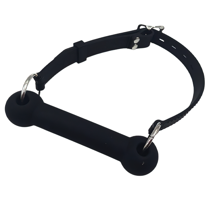 Cool Black BDSM Gags For Adult Games / Unisex Silicone Gags With Adjustable Strap - EVE's SECRETS