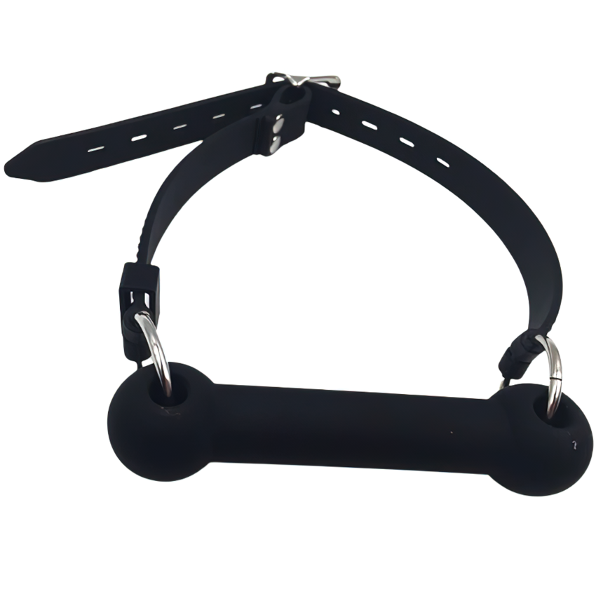 Cool Black BDSM Gags For Adult Games / Unisex Silicone Gags With Adjustable Strap - EVE's SECRETS