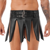 Cool Men's Gladiator Skirt With Buckles / Black Male Erotic Skirt For Sex And Role-Playing Games