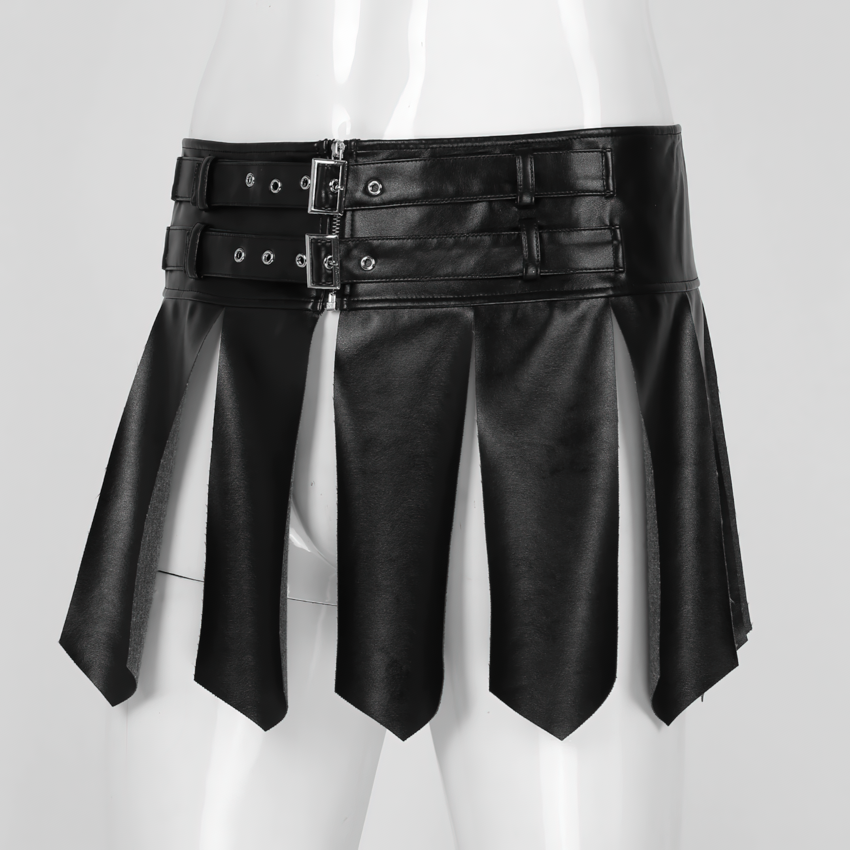 Cool Men's Gladiator Skirt With Buckles / Black Male Erotic Skirt For Sex And Rolle-Games - EVE's SECRETS