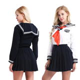 Cosplay Sailor Uniform Costume / Long Sleeve Shirt With Pleated Skirt And Neckerchief