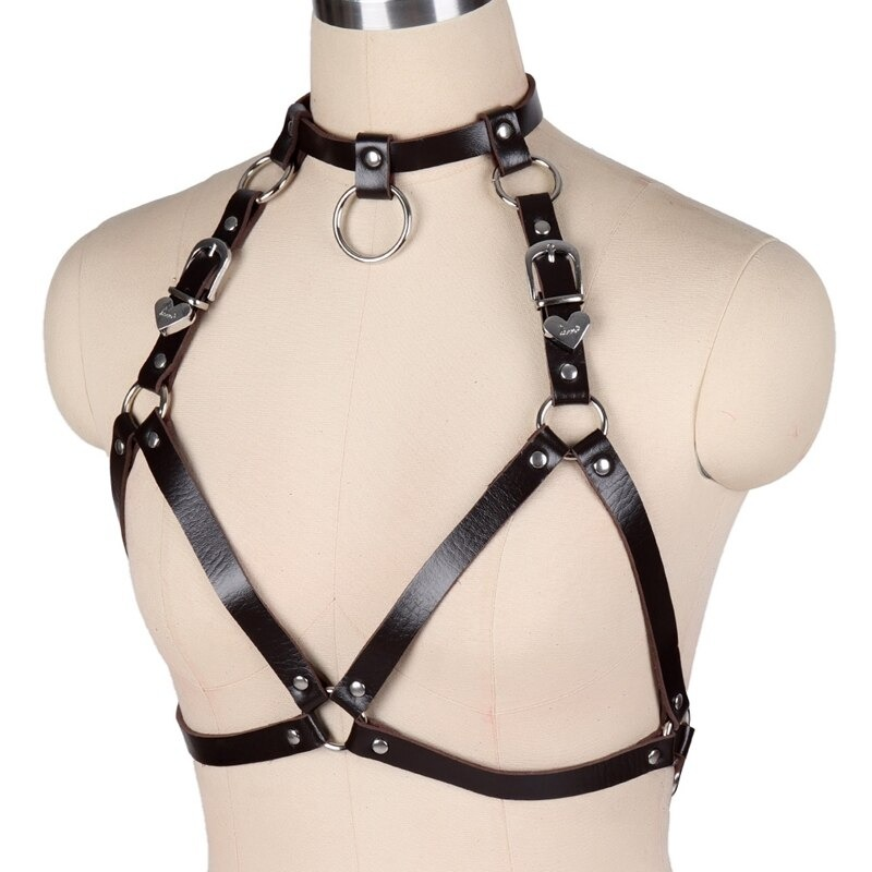 Cupless Women PU Leather Body Harness / Hollow Out Bondage Garter Belt of BDSM Accessories - EVE's SECRETS