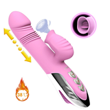 Vibromasseur gode avec suceur de bouche / stimulateur de clitoris poussant avec fonction de chauffage 