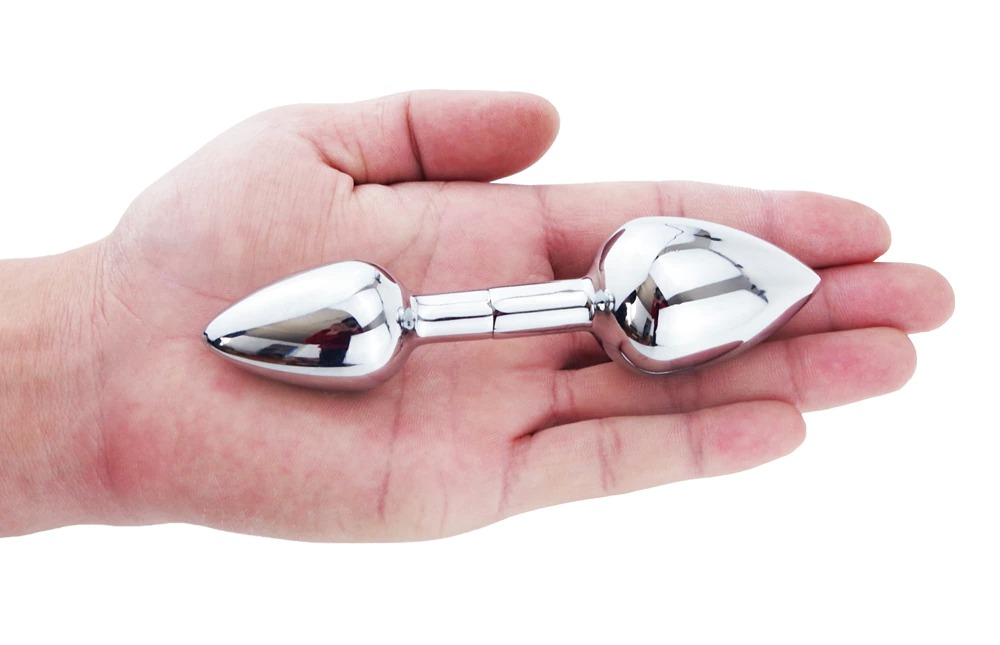 Double Ended Anal Plug with Vibrator / Smooth Metal Detachable Butt Plugs - EVE's SECRETS