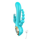 Doppelpenetrations-Masturbator mit Klitoris-Massagefunktion / Rabbit-Vibrator für Damen 