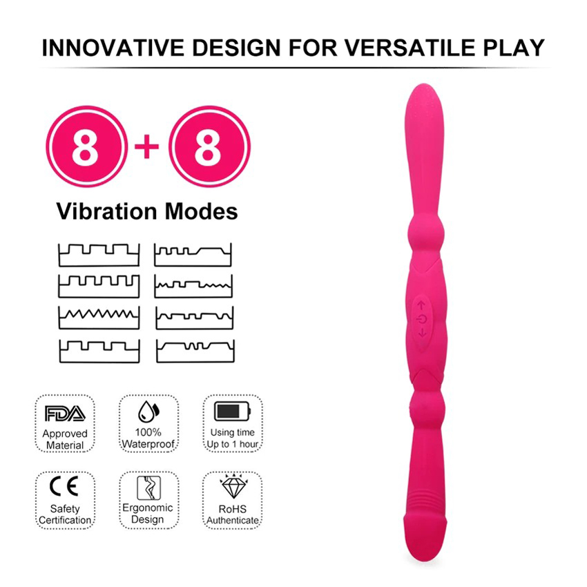 Dual Head Dildo Vibrator / Silicone Sex Toy for Double Penetration / G-Spot and Prostate Stimulator - EVE's SECRETS