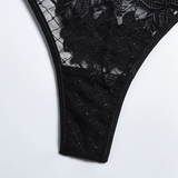 Erotic Black Lace Lingerie Set / Underwire Bras with Panties & Garters / Sexy Underwear of 4-Pieces - EVE's SECRETS