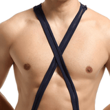Men's Erotic Crisscross Front One-Piece Bodysuit / Male See-Through Sheer Mesh Open Butt Catsuit - EVE's SECRETS
