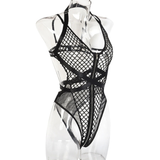 Erotic Fishnet Zipper Bodysuit / Sexy Transparent Mesh Female Clothes - EVE's SECRETS