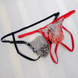 Erotic Men's Open Buttocks Panties / Male Underwear With Floral Lace and Chains - EVE's SECRETS