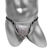 Erotic Men's Open Buttocks Panties / Male Underwear With Floral Lace and Chains