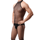 Erotic Open Crotch Jumpsuit for Men / Male Sexy Mesh Underwear / Black Bodysuit Costume - EVE's SECRETS