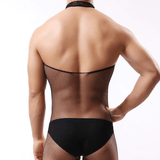 Erotic Open Crotch Jumpsuit for Men / Male Sexy Mesh Underwear / Black Bodysuit Costume - EVE's SECRETS