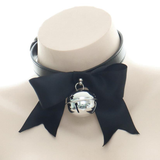 Erotic PU Leather Choker Collar for Ladies / Sexy Bondage Restraints with Bow - EVE's SECRETS
