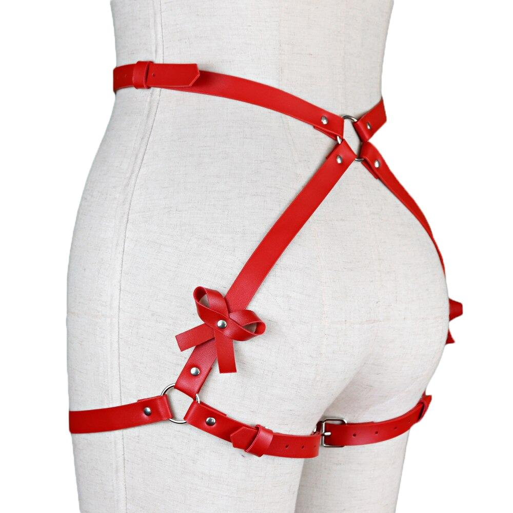 Erotic PU Leather Leg Garter for Ladies / Body Strap Harness / Red Buttocks Suspender Accessory - EVE's SECRETS