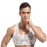 Erotic See Through Sleeveless Sissy Crop Top for Men / Men's Sexy Babydoll Lace Lingerie Clubwear - EVE's SECRETS